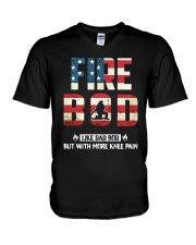 Firefighter - Fire BOD More Knee Flag V-Neck T-Shirt thumbnail