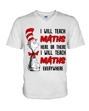 Math Teacher teach everywhere V-Neck T-Shirt thumbnail