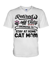 Retired - Stay at Home Cat Mom V-Neck T-Shirt thumbnail