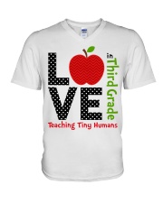 Third Grade Teacher - Teaching tiny humans V-Neck T-Shirt thumbnail
