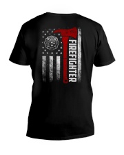 Firefighter Flag V-Neck T-Shirt thumbnail
