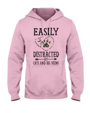 Nurse - Distracted by cats and big veins Hooded Sweatshirt front