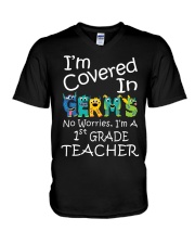 First Grade Teacher - I'm covered in Germs V-Neck T-Shirt thumbnail