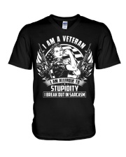 Veteran - Allergic V-Neck T-Shirt thumbnail