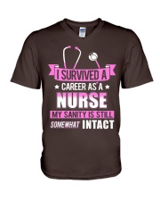 Nurse - Survived V-Neck T-Shirt thumbnail