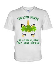 Nurse Unicorn Shamrock V-Neck T-Shirt thumbnail