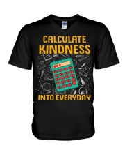 Math Teacher - Calculate Kindness Into Everyday V-Neck T-Shirt thumbnail