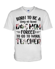 Born to be a Dog Mom - Teacher V-Neck T-Shirt thumbnail
