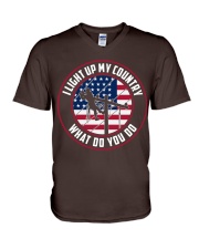 Lineman - I Light up My Country V-Neck T-Shirt thumbnail