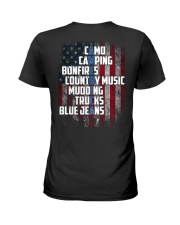 Camping - American Flag Ladies T-Shirt thumbnail