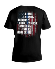 Camping - American Flag V-Neck T-Shirt thumbnail