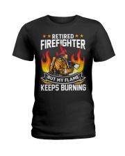 Retired Firefighter - My Flame keeps burning Ladies T-Shirt tile