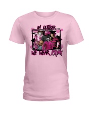In October We Wear Pink Halloween Breast Cancer Ladies T-Shirt front