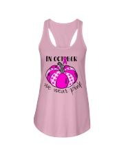 Breast Cancer In October We Wear Pink Pumpkin Ladies Flowy Tank thumbnail