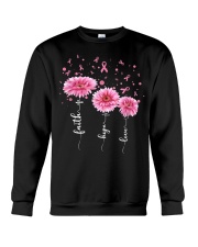 Faith Hope Love Pink Daisy Flower Ribbon Crewneck Sweatshirt thumbnail