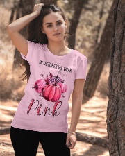 Breast Cancer In October We Wear Pink Pumpkin Ladies T-Shirt apparel-ladies-t-shirt-lifestyle-06