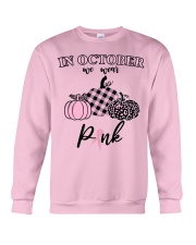 In October We Wear Pink Pumpkin Breast Ribbon Crewneck Sweatshirt thumbnail