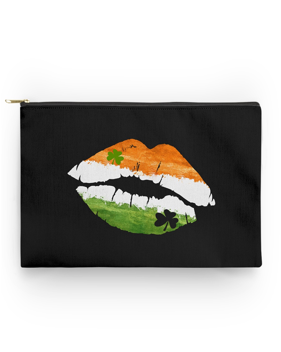Funny St Patrick's Day Irish Flag Shamrock Lips Accessory Pouch - Standard