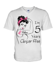 I'm 5 Years Cancer Survivor Breast Cancer V-Neck T-Shirt thumbnail