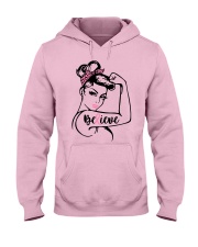 Breast Cancer Warrior Awareness Support Believe Hooded Sweatshirt thumbnail