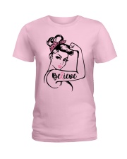 Breast Cancer Warrior Awareness Support Believe Ladies T-Shirt front