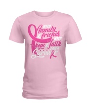 Family Hope Faith I Am A Survivor Breast Cancer Ladies T-Shirt front