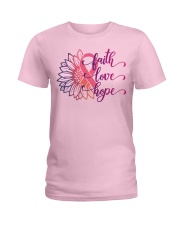 Faith Hope Love Daisy Flower Breast Cancer Ladies T-Shirt front