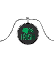 Lucky Irish Green Shamrock St Patrick's Day Metallic Circle Necklace thumbnail