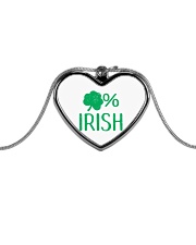 Lucky Irish Green Shamrock St Patrick's Day Metallic Heart Necklace thumbnail