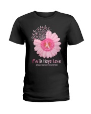 Faith Hope Love Breast Cancer Pink Daisy Flower Ladies T-Shirt front