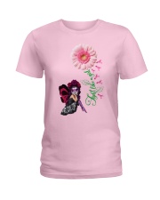 Fairy Fight Like A Girl Pink Daisy Flower Ribbon Ladies T-Shirt front