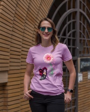 Fairy Fight Like A Girl Pink Daisy Flower Ribbon Ladies T-Shirt lifestyle-women-crewneck-front-2