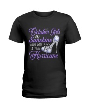 October Girls Are Sunshine Mixed With Hurricane Ladies T-Shirt thumbnail