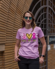Peace Love Cure Breast Cancer Awareness Ladies T-Shirt lifestyle-women-crewneck-front-2