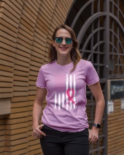 USA Flag Breast Cancer Awareness Pink Ribbon Ladies T-Shirt lifestyle-women-crewneck-front-2