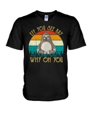 Eff You See Kay Why Oh You Vintage Sloth Yoga V-Neck T-Shirt thumbnail