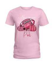 In October We Wear Pink Pumpkin Breast Cancer Ladies T-Shirt front