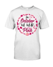In October We Wear Pink Leaves Pumpkin Ribbon Classic T-Shirt thumbnail