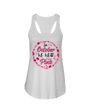 In October We Wear Pink Leaves Pumpkin Ribbon Ladies Flowy Tank thumbnail