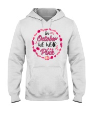 In October We Wear Pink Leaves Pumpkin Ribbon Hooded Sweatshirt thumbnail