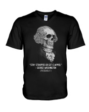 Stay Strapped Get Clapped George Washington V-Neck T-Shirt thumbnail