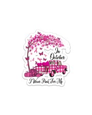 In October I Wear Pink For Me Plaid Truck Breast Sticker - Single (Vertical) thumbnail