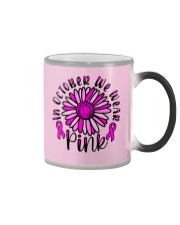 In October We Wear Pink Daisy Flower Breast Cancer Color Changing Mug thumbnail