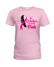 In October We Wear Pink Ribbon Leave Seagull Ladies T-Shirt front