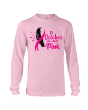 In October We Wear Pink Ribbon Leave Seagull Long Sleeve Tee thumbnail