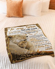 To My Son - Never Feel That You Are Alone Small Fleece Blanket - 30" x 40" aos-coral-fleece-blanket-30x40-lifestyle-front-01