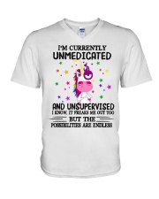 I'm Curently Unmedicated V-Neck T-Shirt tile
