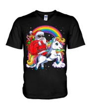 Christmas Santa Riding Unicorn V-Neck T-Shirt tile