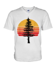 Pine Tree Under Sunset V-Neck T-Shirt tile