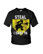 Softball Catcher Steal I Dare Ya Funny Youth T-Shirt tile